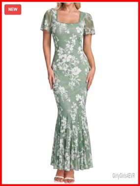 Parthea Floral Mesh Summer Wedding Guest Maxi Dress